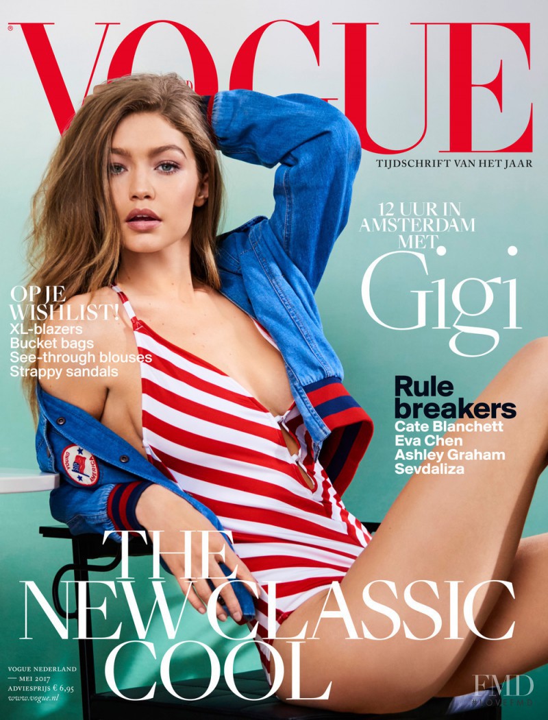 Gigi Hadid featured on the Vogue Netherlands cover from May 2017