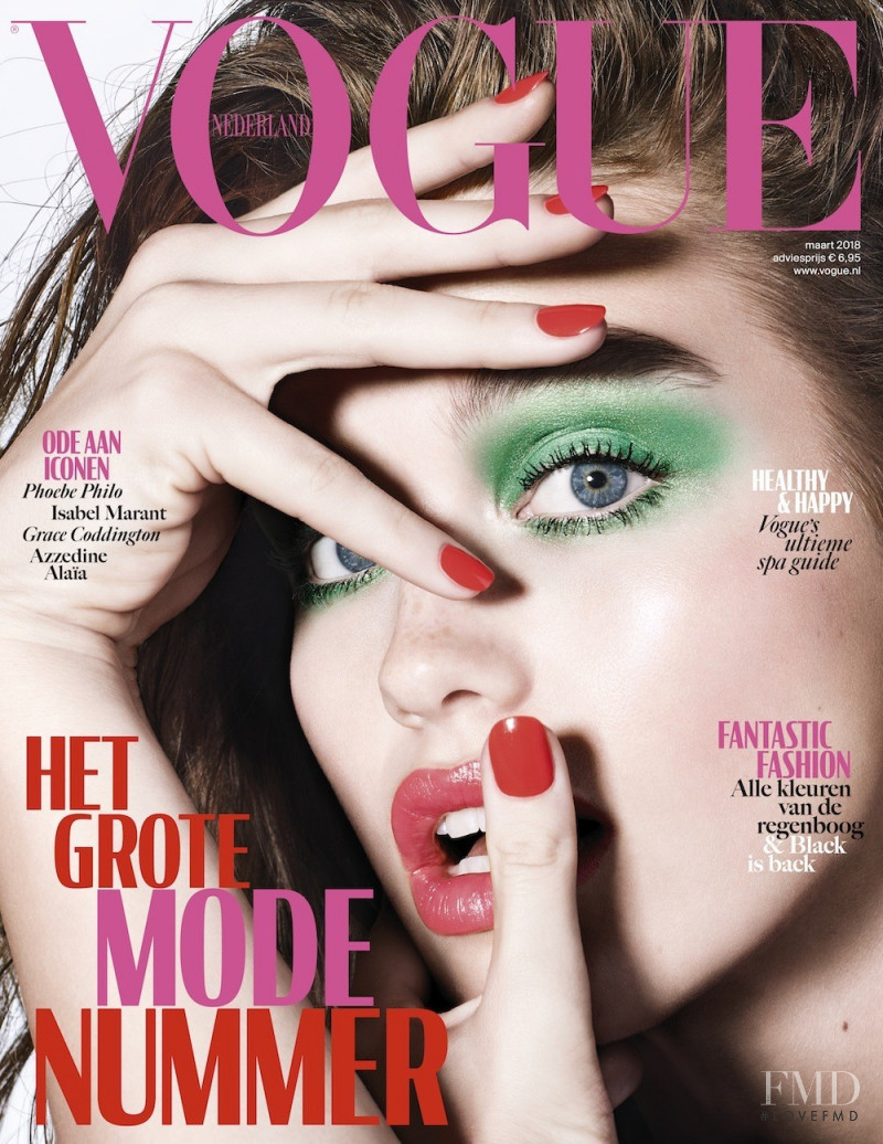 Luna Bijl featured on the Vogue Netherlands cover from March 2018