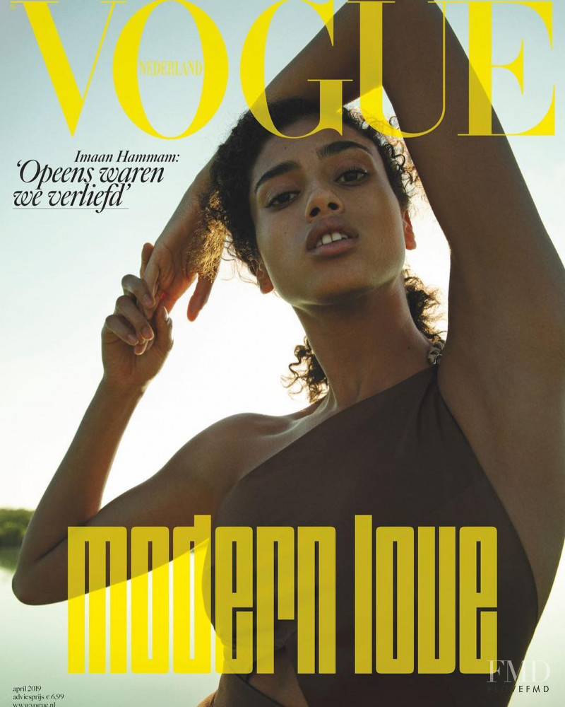 Imaan Hammam featured on the Vogue Netherlands cover from April 2019