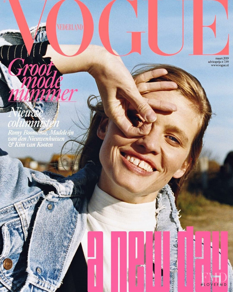 Lara Stone featured on the Vogue Netherlands cover from March 2019