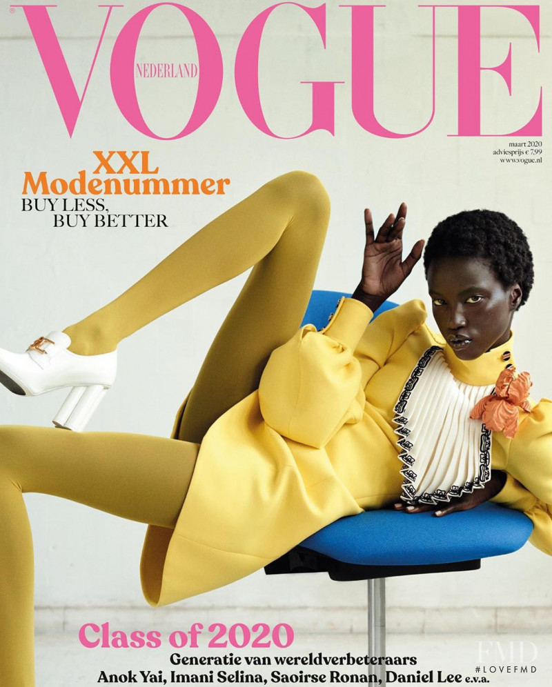 Anok Yai featured on the Vogue Netherlands cover from March 2020