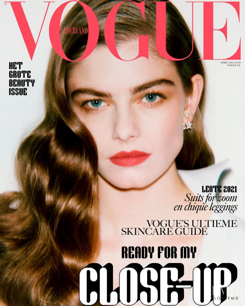 Merlijne Schorren featured on the Vogue Netherlands cover from April 2021