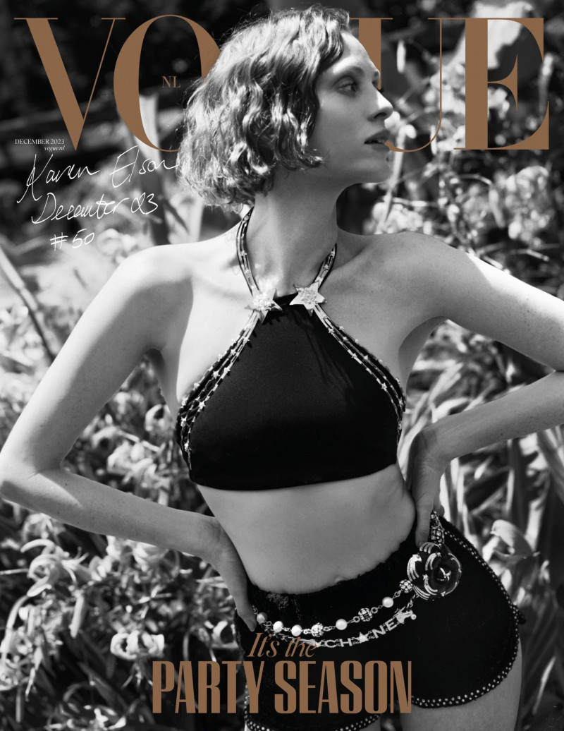 Karen Elson featured on the Vogue Netherlands cover from December 2023