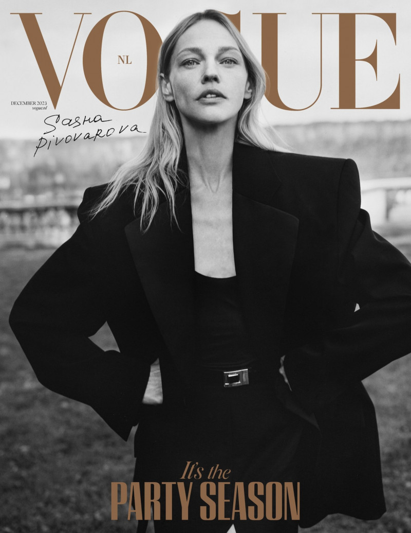 Sasha Pivovarova featured on the Vogue Netherlands cover from December 2023