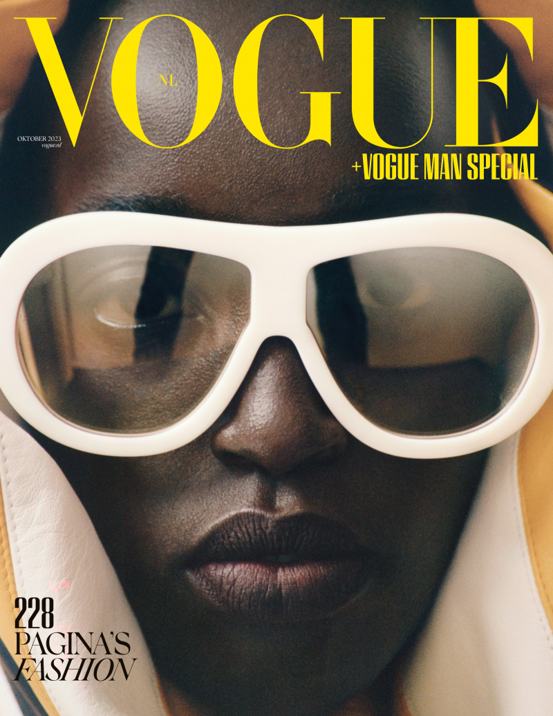 Nyaueth Riam featured on the Vogue Netherlands cover from October 2023