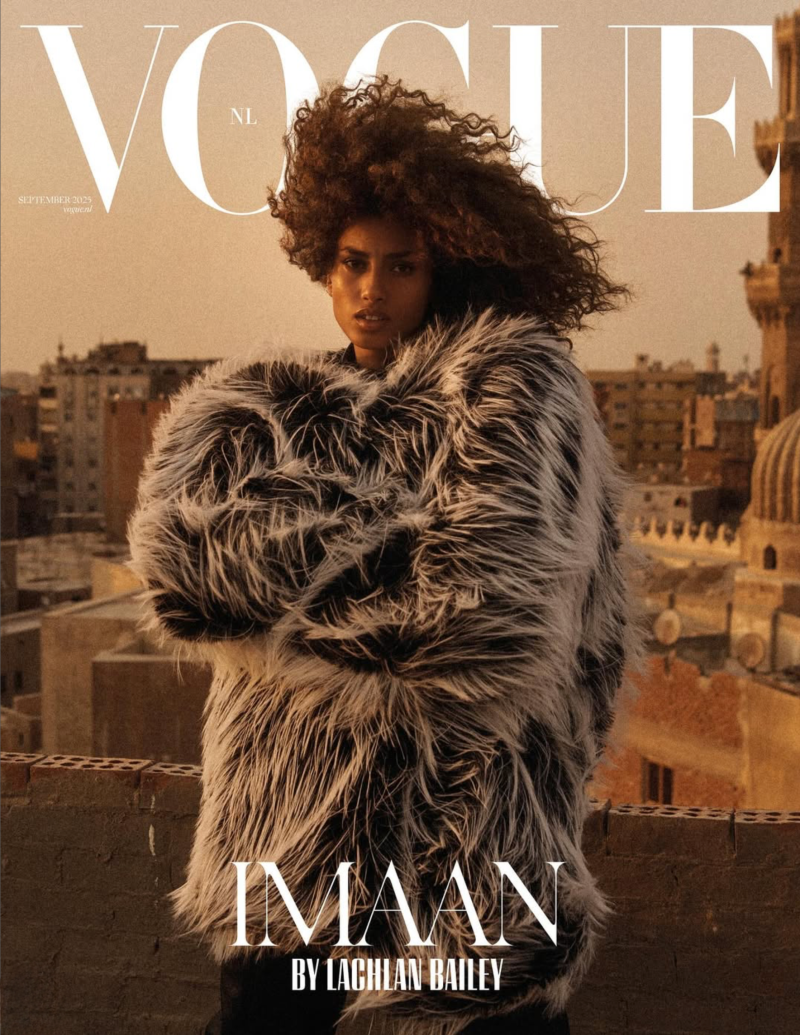 Imaan Hammam featured on the Vogue Netherlands cover from September 2025