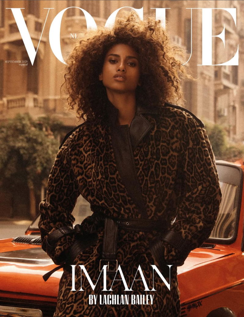 Imaan Hammam featured on the Vogue Netherlands cover from September 2025