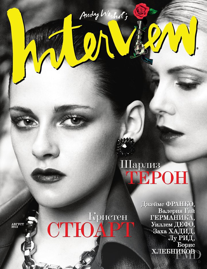 Kristen Stewart<br>Charlize Theron featured on the Interview Russia cover from August 2012