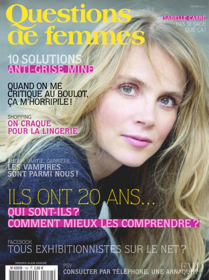 Isabelle Carré featured on the Questions de femmes cover from February 2010
