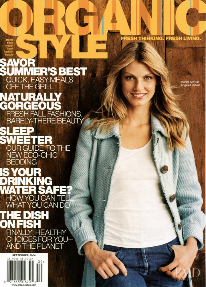 Angela Lindvall featured on the Organic Style cover from September 2004