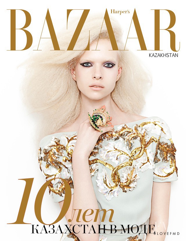 Alyona Subbotina featured on the Harper\'s Bazaar Kazakhstan cover from July 2014