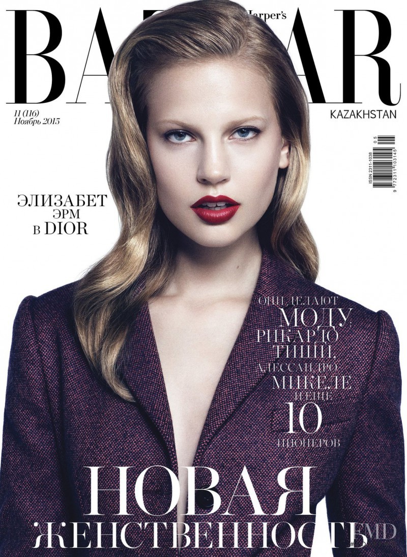 Elisabeth Erm featured on the Harper\'s Bazaar Kazakhstan cover from November 2015