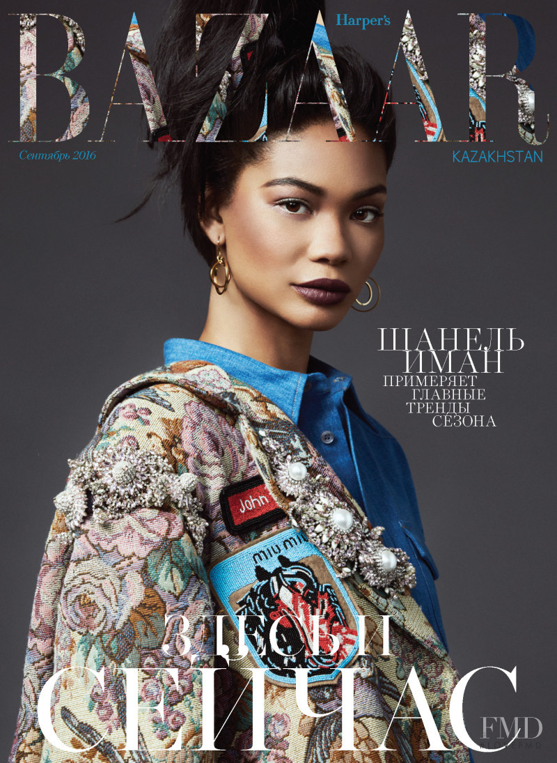 Chanel Iman featured on the Harper\'s Bazaar Kazakhstan cover from September 2016
