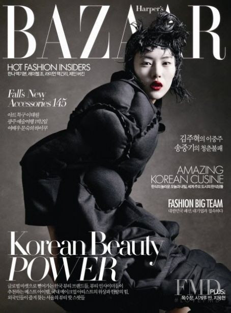Liu Wen featured on the Harper\'s Bazaar Korea cover from October 2010