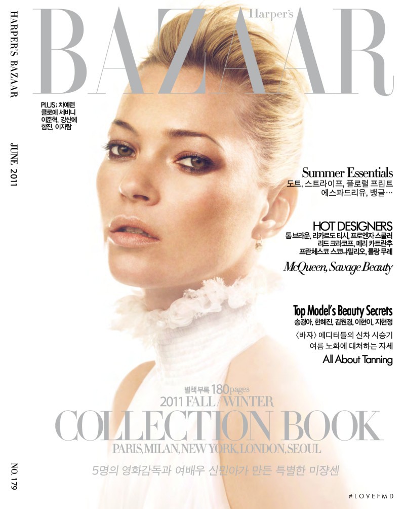 Kate Moss featured on the Harper\'s Bazaar Korea cover from June 2011