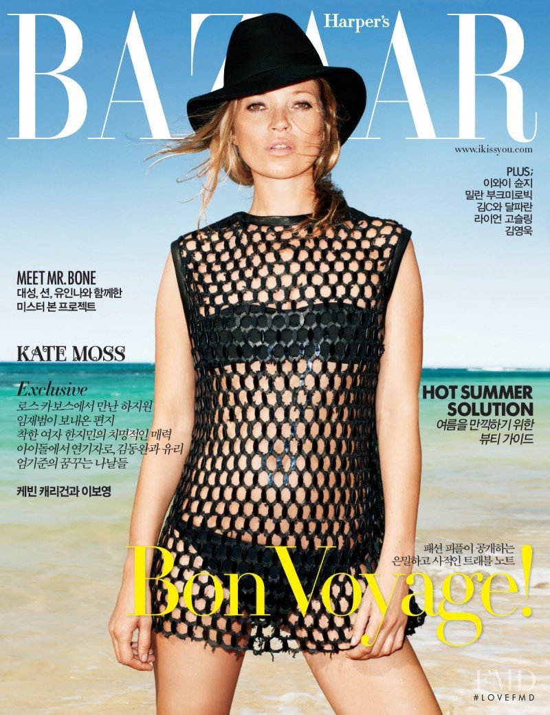 Kate Moss featured on the Harper\'s Bazaar Korea cover from July 2012