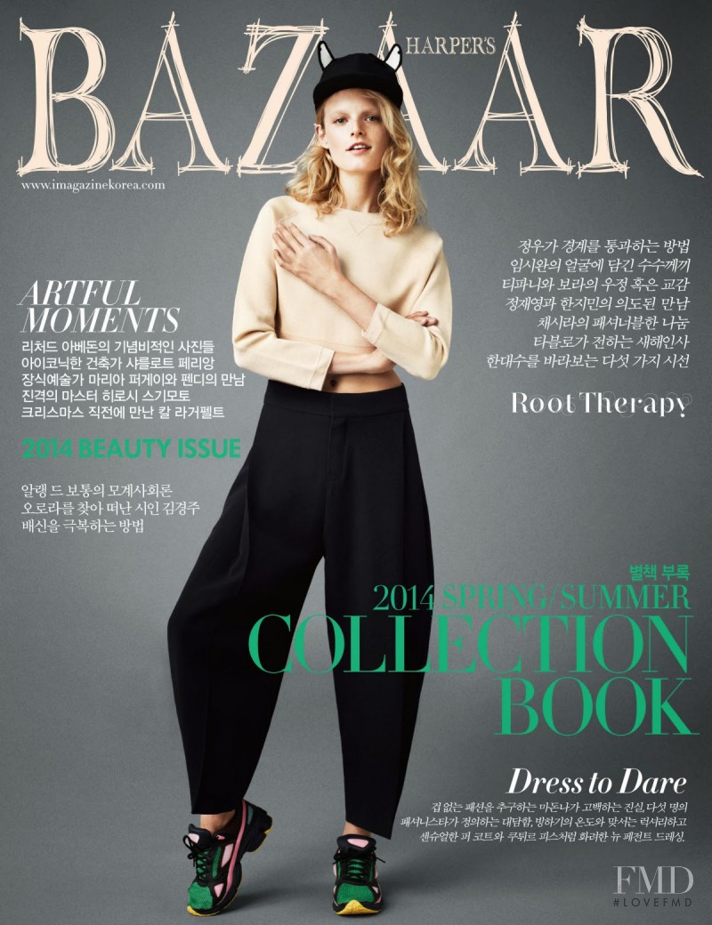 Hanne Gaby Odiele featured on the Harper\'s Bazaar Korea cover from January 2014