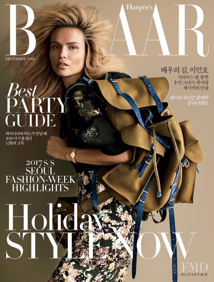 Natasha Poly featured on the Harper\'s Bazaar Korea cover from December 2016