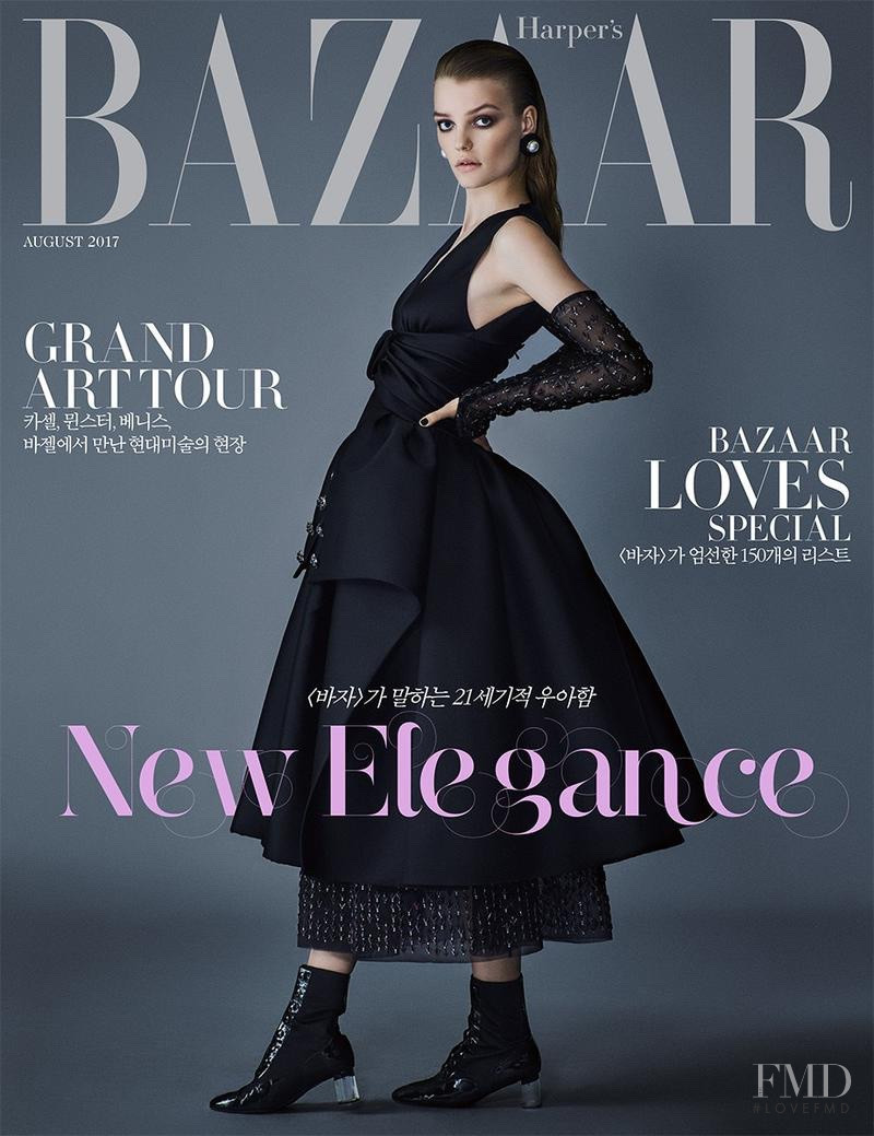 Roos Abels featured on the Harper\'s Bazaar Korea cover from August 2017