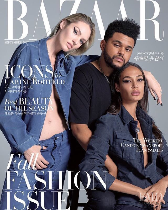 Candice Swanepoel, Joan Smalls featured on the Harper\'s Bazaar Korea cover from September 2017