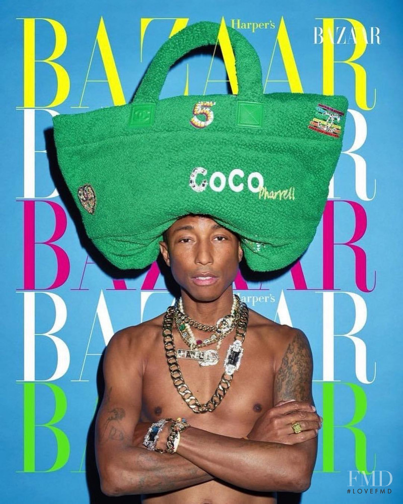 Pharrell Williams featured on the Harper\'s Bazaar Korea cover from April 2019