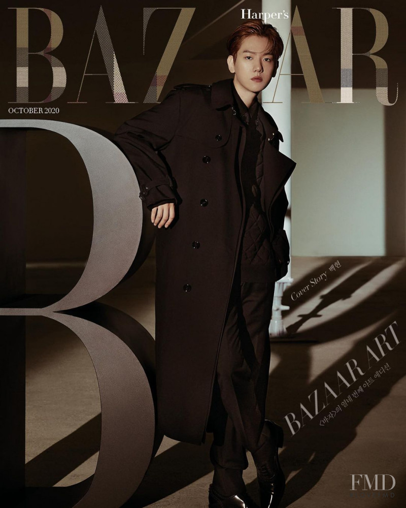 Baekhyun featured on the Harper\'s Bazaar Korea cover from October 2020