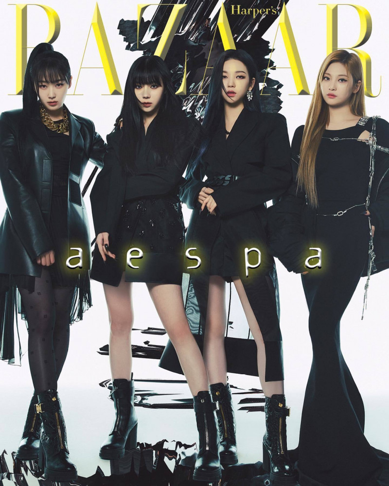 AESPA  featured on the Harper\'s Bazaar Korea cover from January 2022