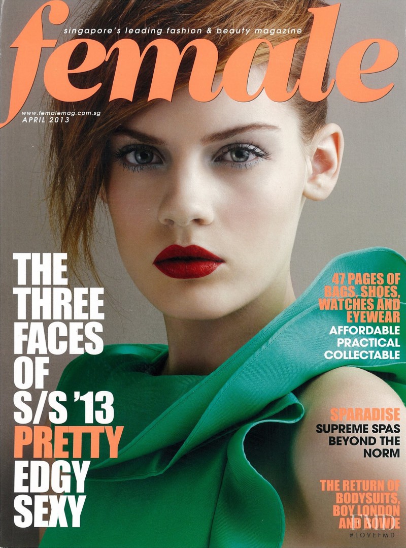 Liza Fomicheva featured on the Female Singapore cover from April 2013