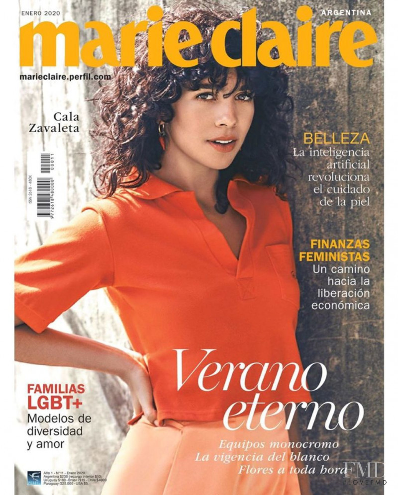 Cala Zavaleta Goni featured on the Marie Claire Argentina cover from January 2020