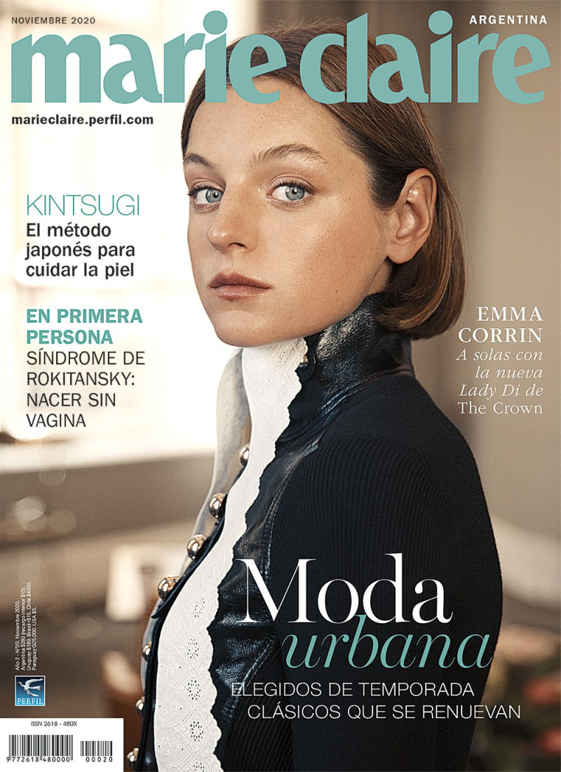 Emma Corrin featured on the Marie Claire Argentina cover from November 2020