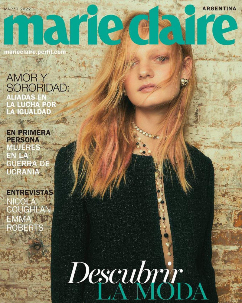 Unia Pakhomova featured on the Marie Claire Argentina cover from March 2022