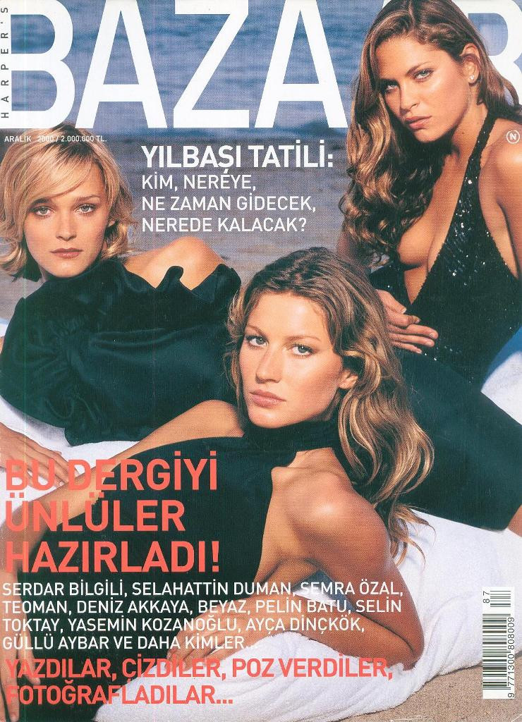 Gisele Bundchen featured on the Harper\'s Bazaar Turkey cover from December 2000