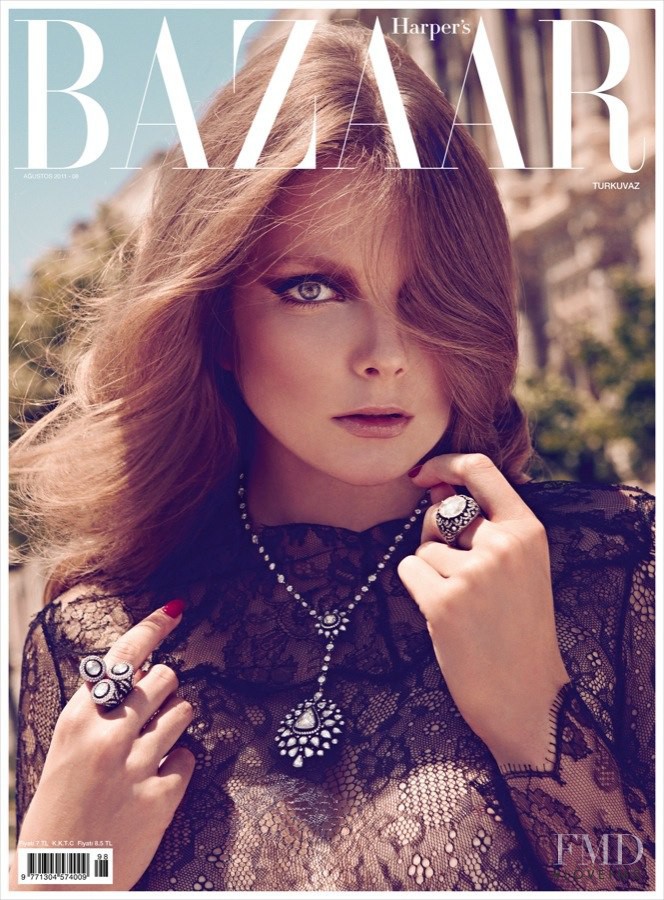 Eniko Mihalik featured on the Harper\'s Bazaar Turkey cover from August 2011