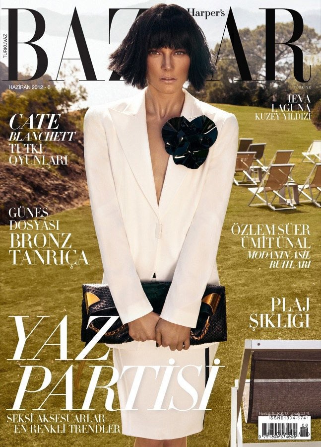 Ieva Laguna featured on the Harper\'s Bazaar Turkey cover from June 2012
