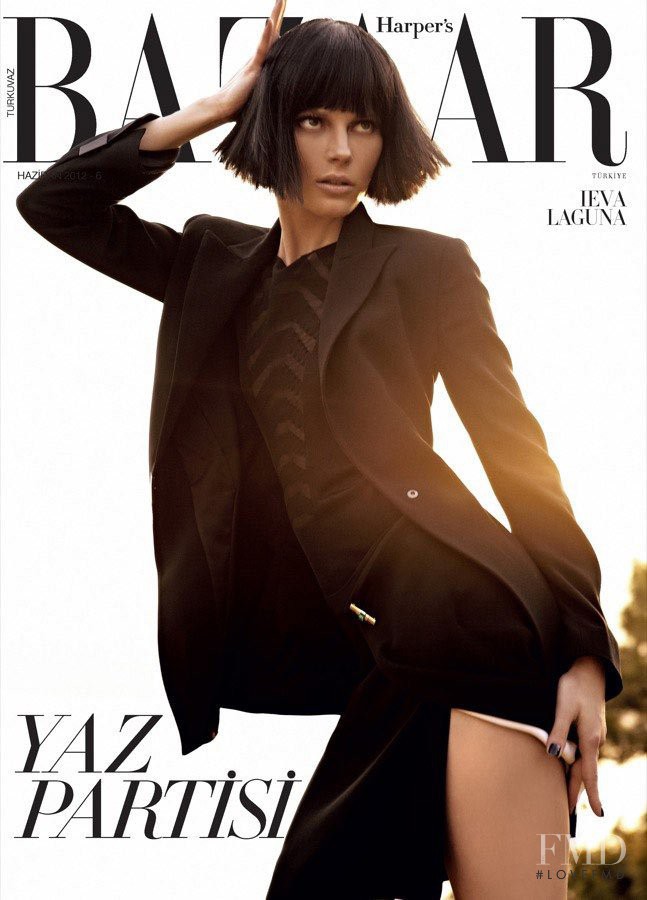 Ieva Laguna featured on the Harper\'s Bazaar Turkey cover from June 2012