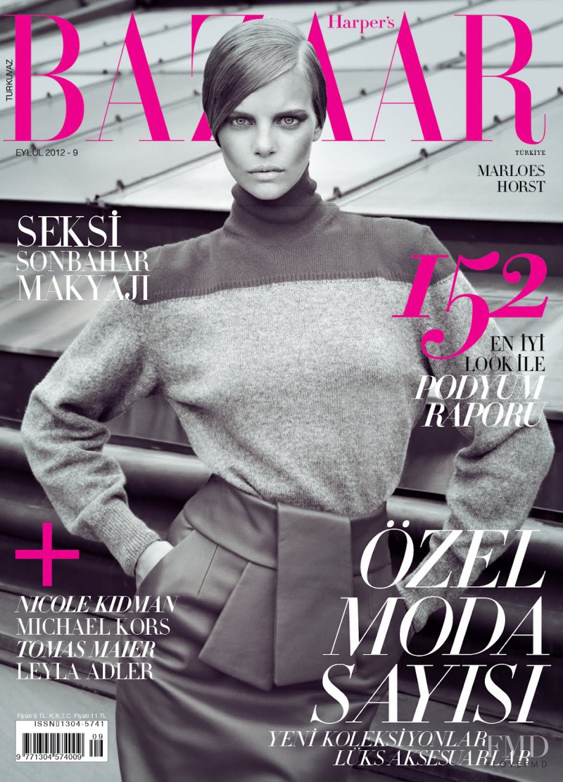 Marloes Horst featured on the Harper\'s Bazaar Turkey cover from September 2012