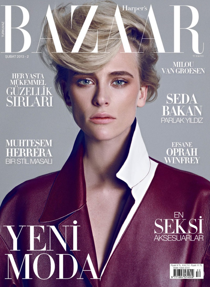 Milou van Groesen featured on the Harper\'s Bazaar Turkey cover from February 2013