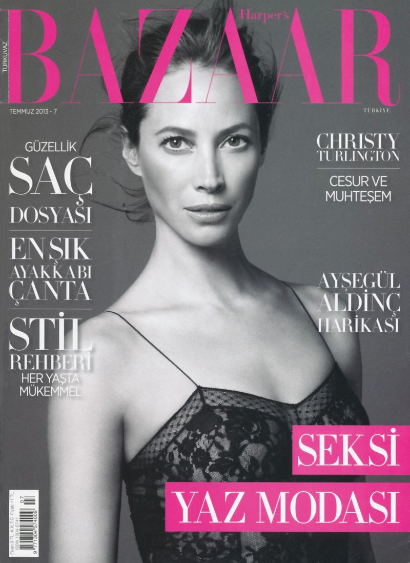 Christy Turlington featured on the Harper\'s Bazaar Turkey cover from July 2013