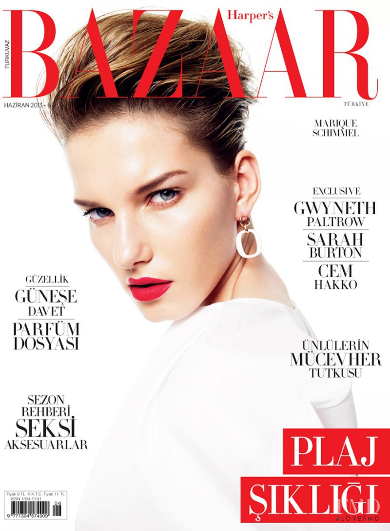 Marique Schimmel featured on the Harper\'s Bazaar Turkey cover from June 2013