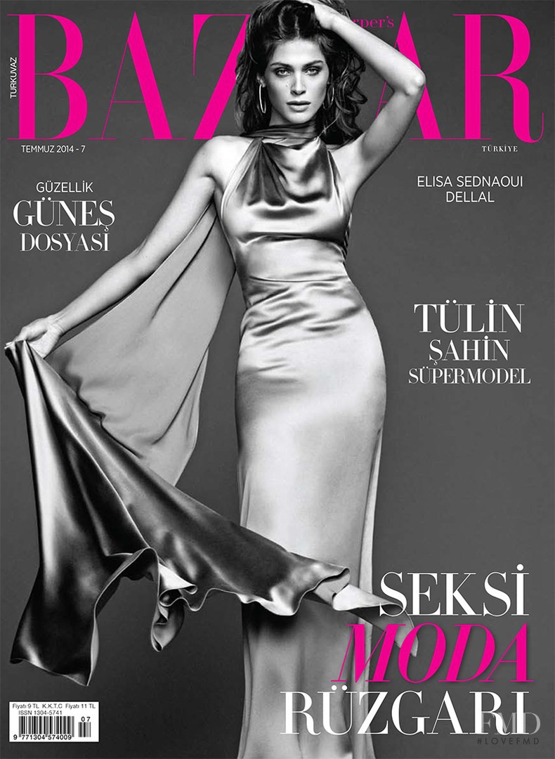 Elisa Sednaoui featured on the Harper\'s Bazaar Turkey cover from July 2014