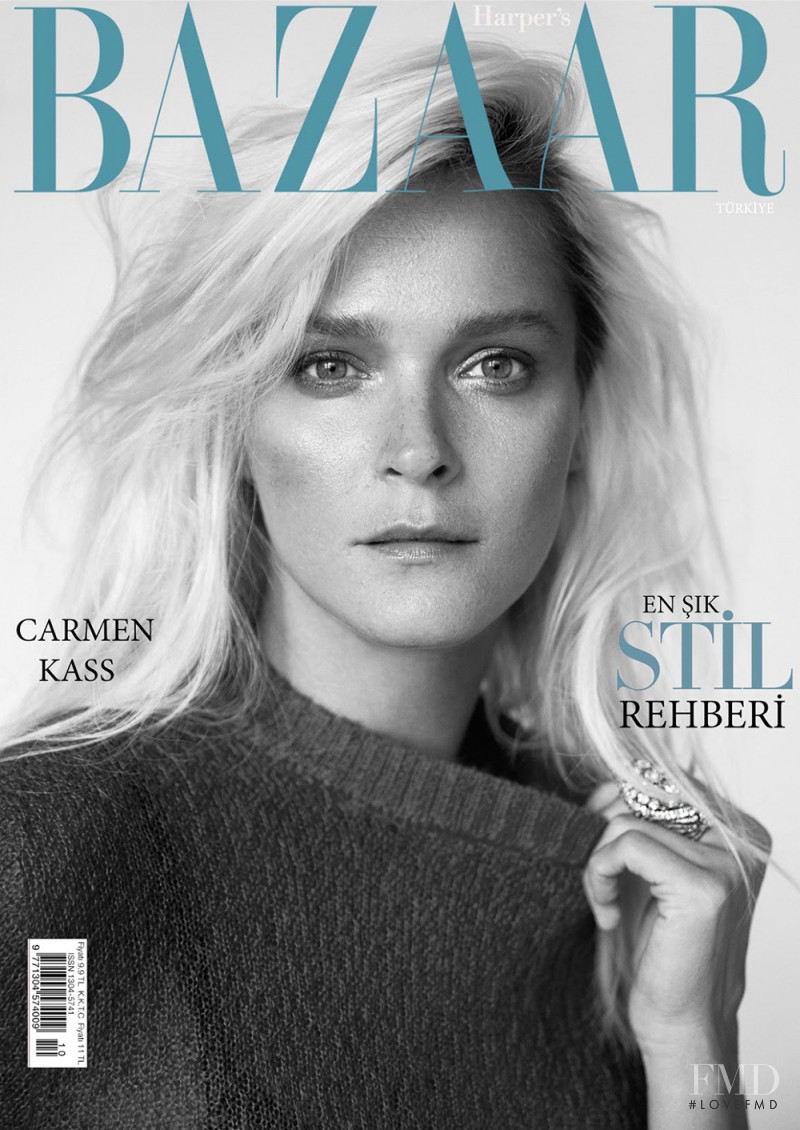 Carmen Kass featured on the Harper\'s Bazaar Turkey cover from October 2015