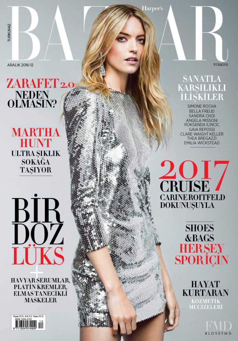 Martha Hunt featured on the Harper\'s Bazaar Turkey cover from December 2016