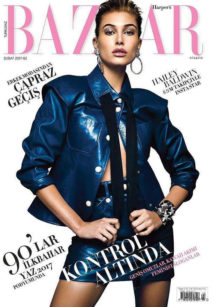 Hailey Baldwin Bieber featured on the Harper\'s Bazaar Turkey cover from February 2017