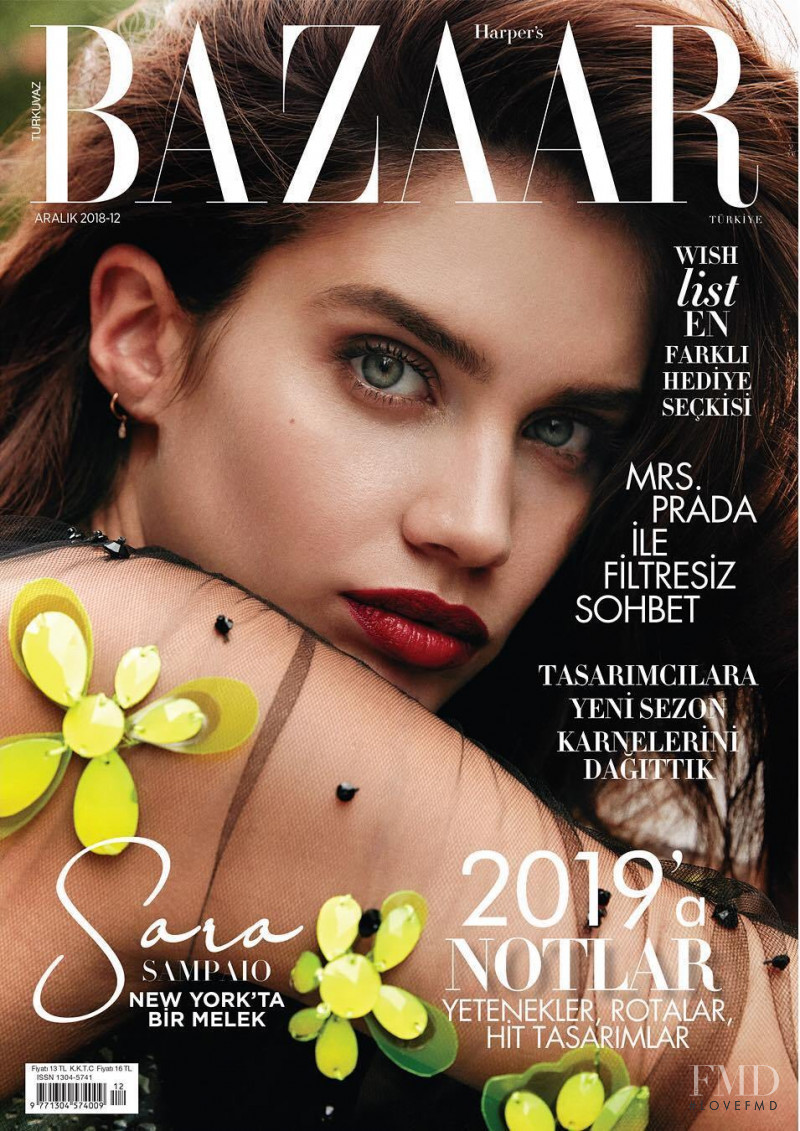 Sara Sampaio featured on the Harper\'s Bazaar Turkey cover from December 2018