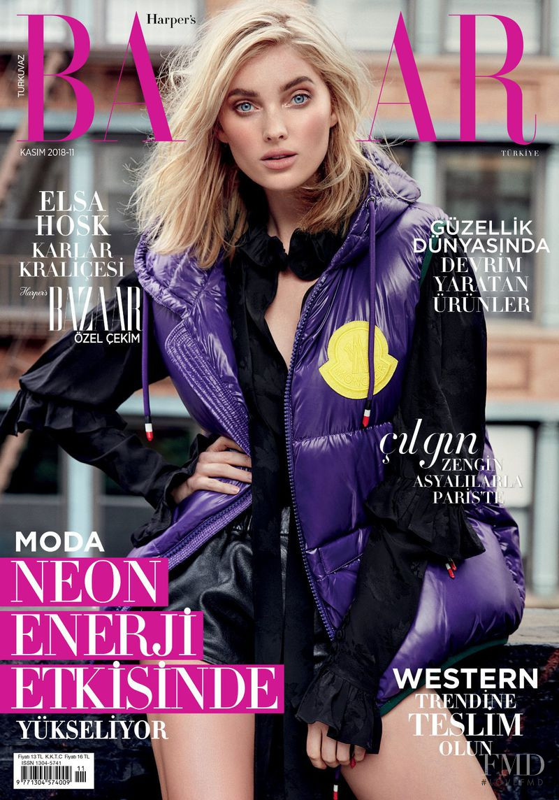 Elsa Hosk featured on the Harper\'s Bazaar Turkey cover from November 2018