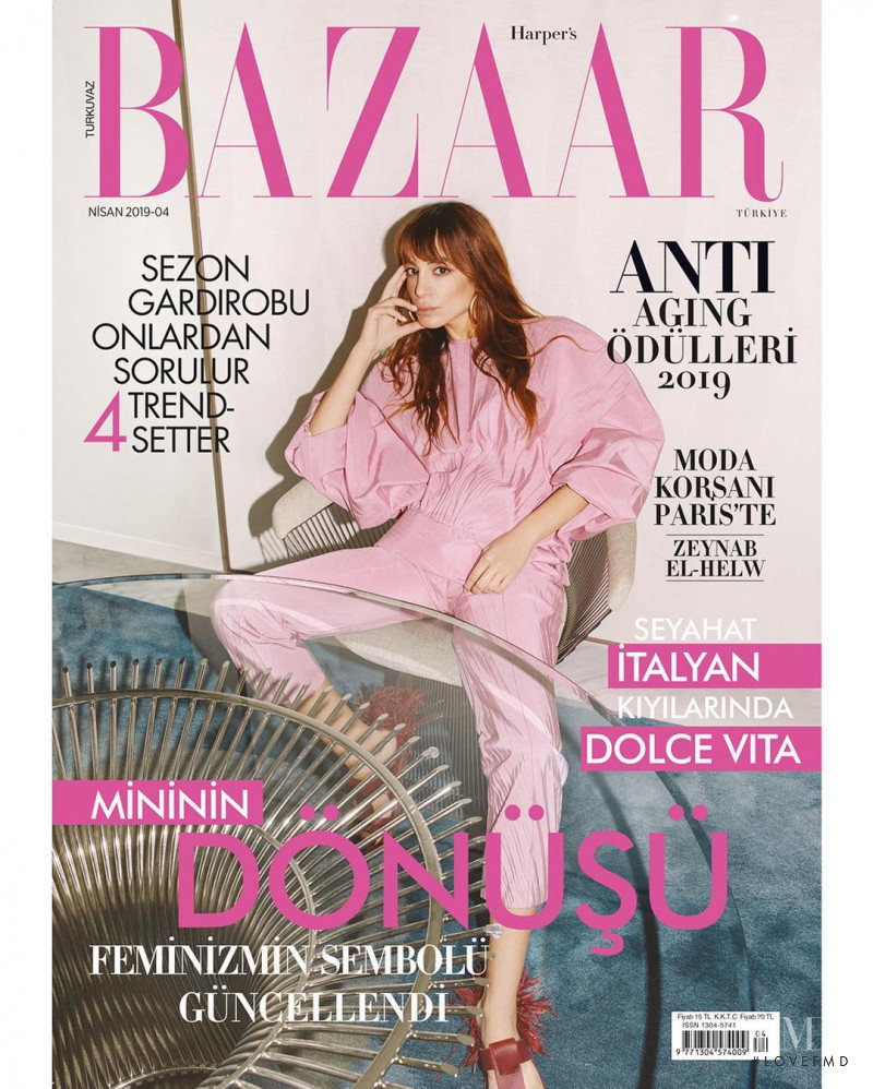 Zeynab El-Helw featured on the Harper\'s Bazaar Turkey cover from April 2019