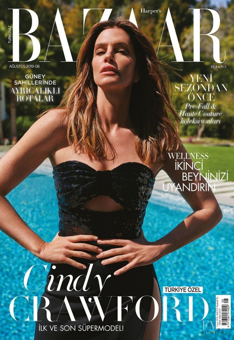 Cindy Crawford featured on the Harper\'s Bazaar Turkey cover from August 2019