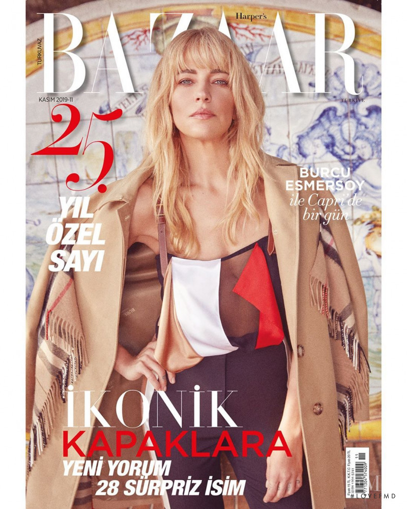 Burcu Esmersoy featured on the Harper\'s Bazaar Turkey cover from November 2019