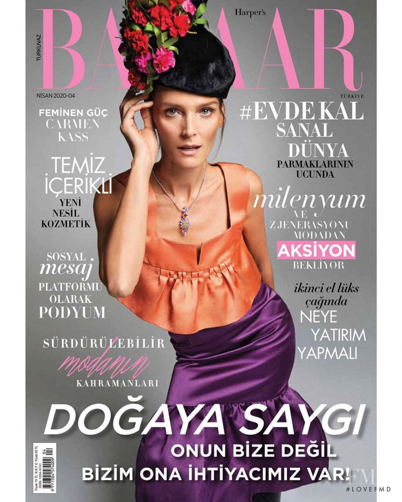 Carmen Kass featured on the Harper\'s Bazaar Turkey cover from April 2020
