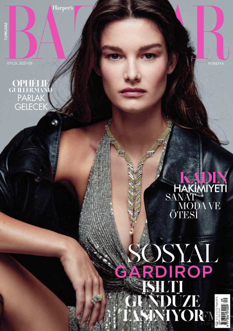 Ophélie Guillermand featured on the Harper\'s Bazaar Turkey cover from September 2021
